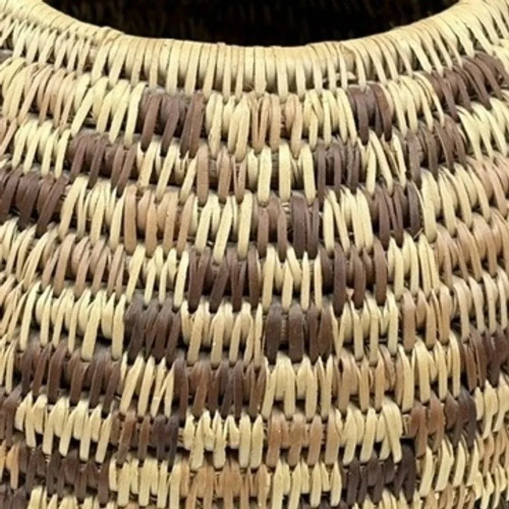 Papago‎ Coil Woven Polychrome Basket Native American Split Stitch 8in Stepped